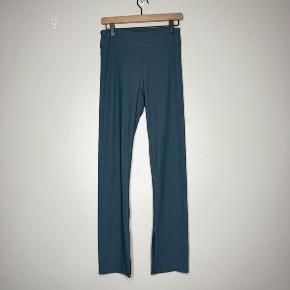 Old Navy PowerSoft Womens Leggings Medium Blue Ribbed Active Pants Pilates Gym - Picture 1 of 9